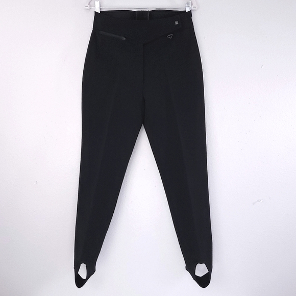 Vintage OBERMEYER Ski Pants Women's 10 R Black Stirrups